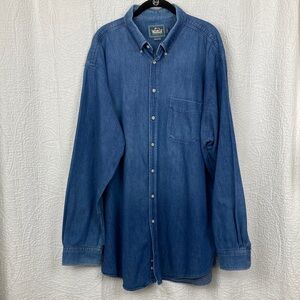 Woolrich Men’s Chambray Denim Button Down Shirt sz XXL